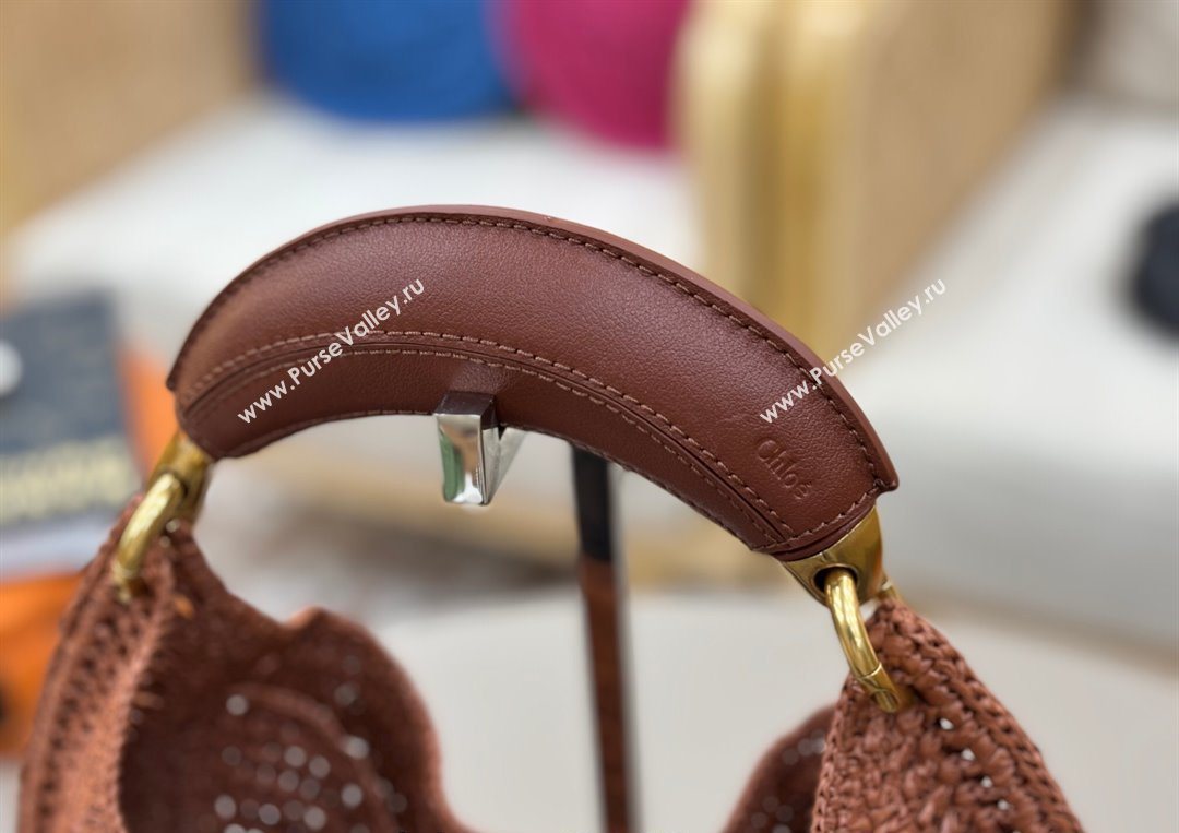 Chloe Summer Banana hobo bag in raffia straw Brown 2025 1668 (YY-250626085)