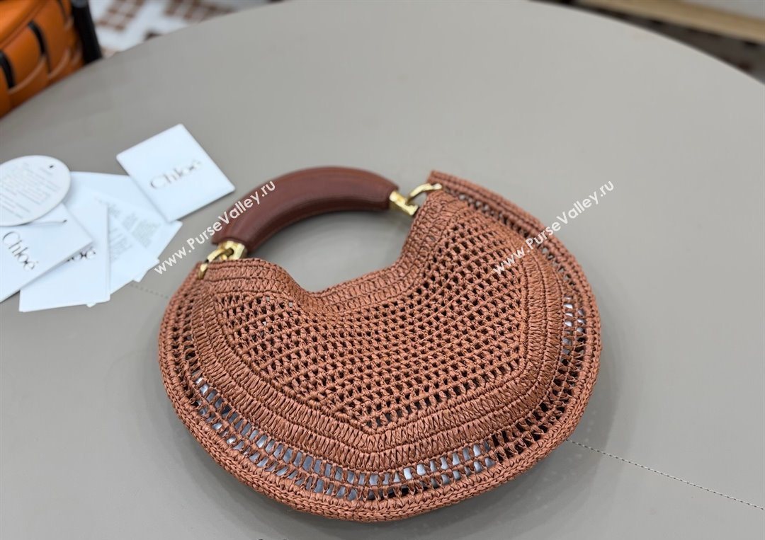 Chloe Summer Banana hobo bag in raffia straw Brown 2025 1668 (YY-250626085)