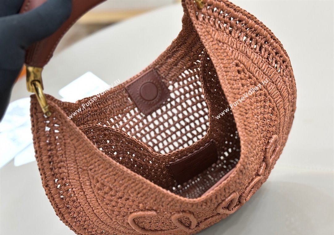Chloe Summer Banana hobo bag in raffia straw Brown 2025 1668 (YY-250626085)
