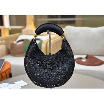 Chloe Summer Banana hobo bag in raffia straw Black 2025 1668 (YY-250626086)