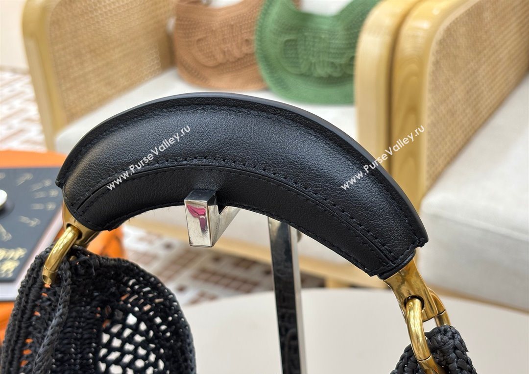 Chloe Summer Banana hobo bag in raffia straw Black 2025 1668 (YY-250626086)