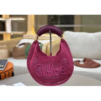 Chloe Summer Banana hobo bag in raffia straw Pink 2025 1668 (YY-250626087)