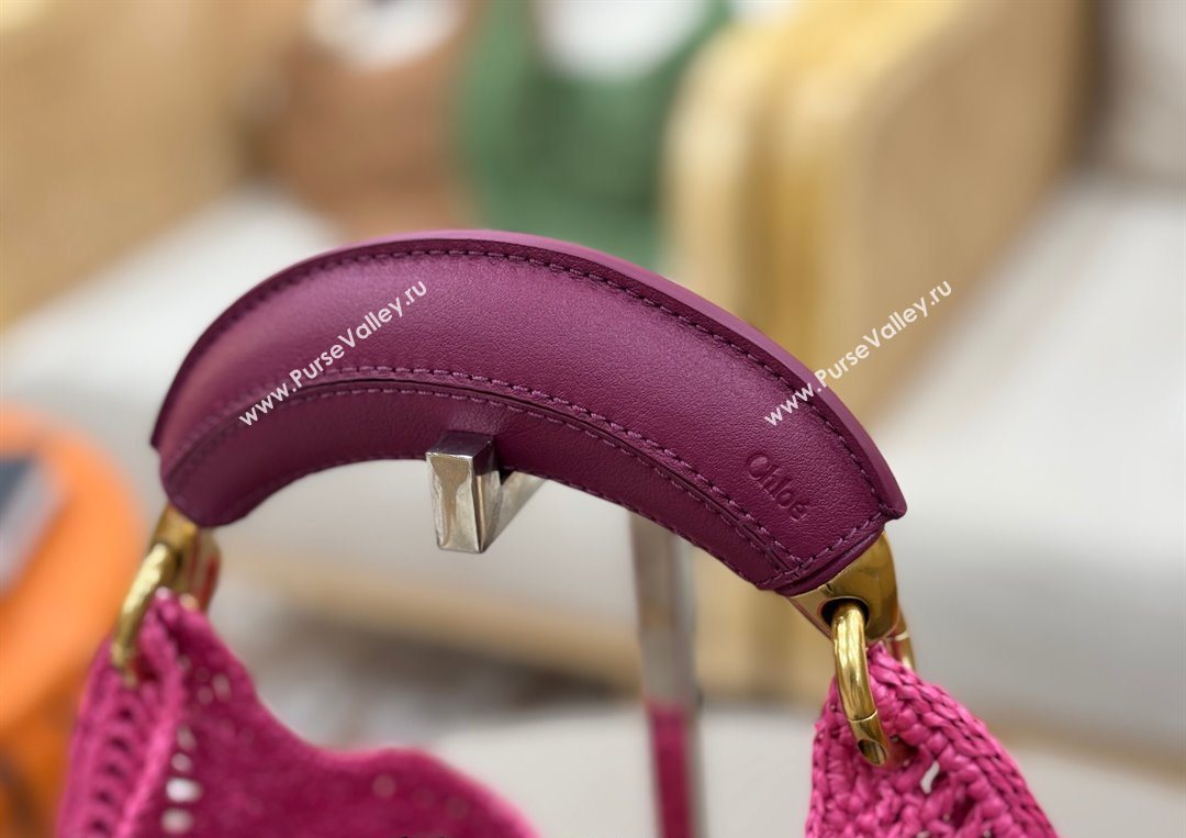 Chloe Summer Banana hobo bag in raffia straw Pink 2025 1668 (YY-250626087)