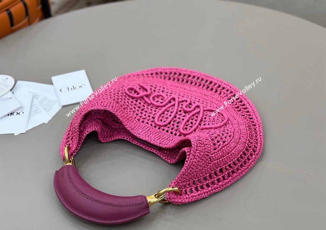 Chloe Summer Banana hobo bag in raffia straw Pink 2025 1668 (YY-250626087)