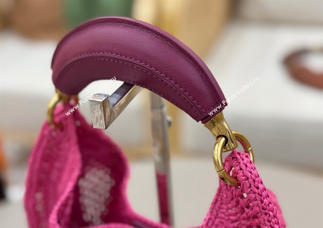 Chloe Summer Banana hobo bag in raffia straw Pink 2025 1668 (YY-250626087)