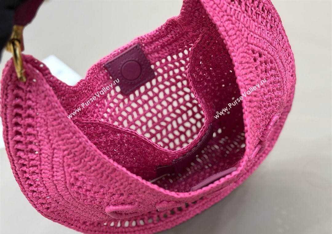 Chloe Summer Banana hobo bag in raffia straw Pink 2025 1668 (YY-250626087)