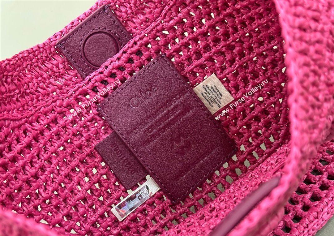 Chloe Summer Banana hobo bag in raffia straw Pink 2025 1668 (YY-250626087)
