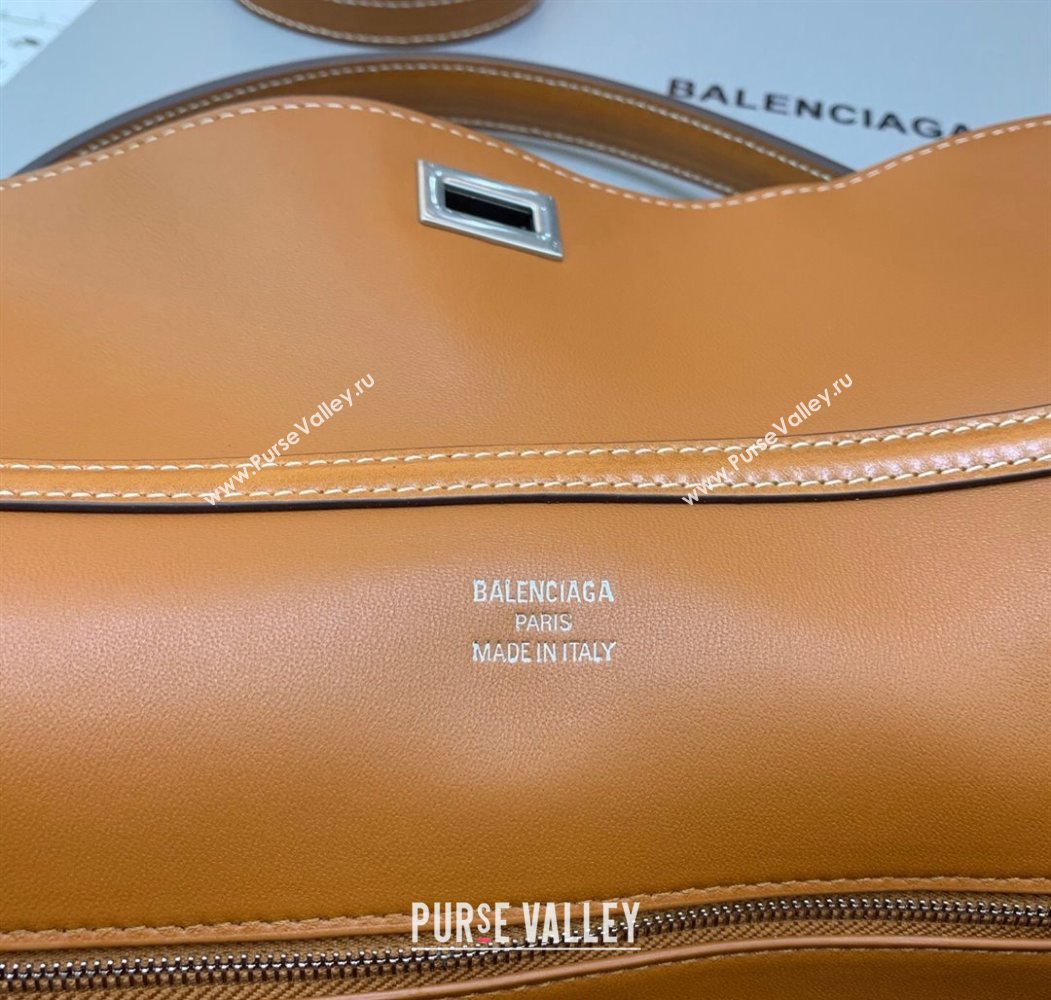 Balenciaga Rodeo Medium Handbag in smooth calfskin Brown/Silver 2024 78972 (JM-250626076)