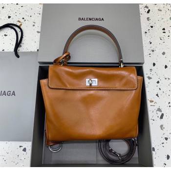 Balenciaga Rodeo Mini Handbag in smooth calfskin Brown/Silver 2024 78972 (JM-250626077)