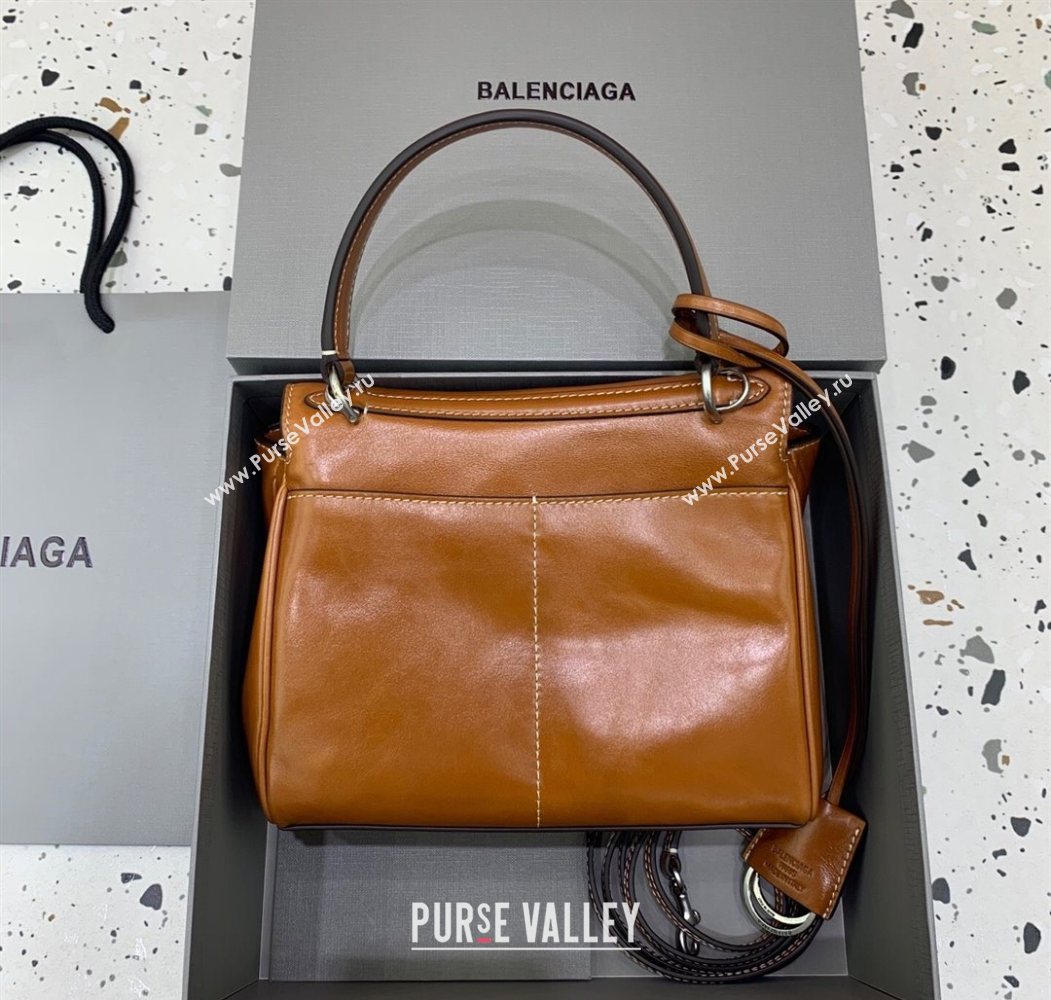 Balenciaga Rodeo Mini Handbag in smooth calfskin Brown/Silver 2024 78972 (JM-250626077)