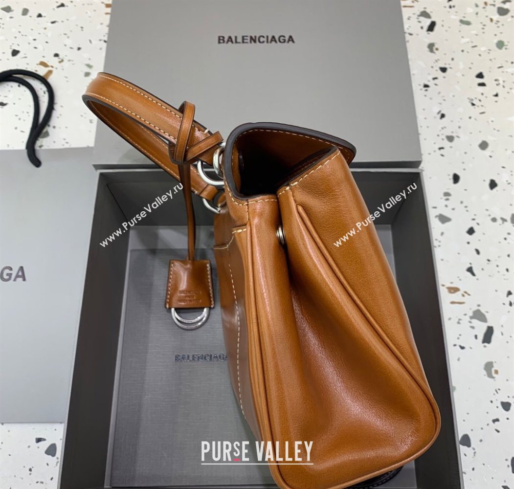 Balenciaga Rodeo Mini Handbag in smooth calfskin Brown/Silver 2024 78972 (JM-250626077)