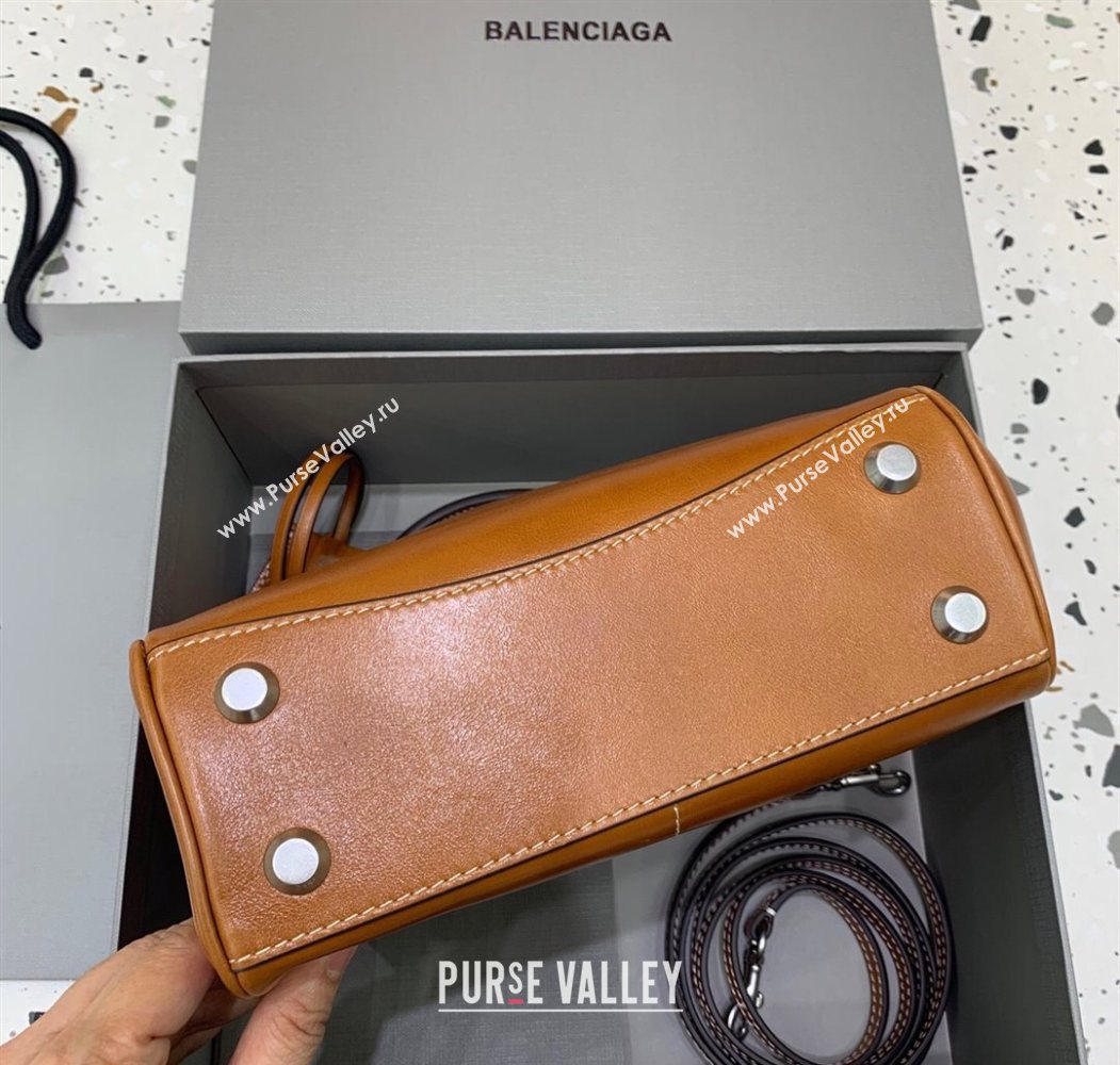 Balenciaga Rodeo Mini Handbag in smooth calfskin Brown/Silver 2024 78972 (JM-250626077)
