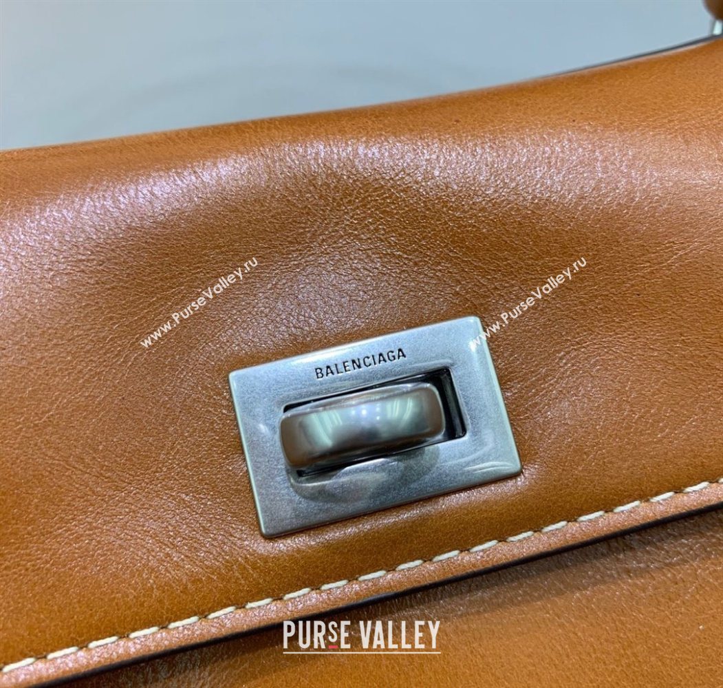 Balenciaga Rodeo Mini Handbag in smooth calfskin Brown/Silver 2024 78972 (JM-250626077)
