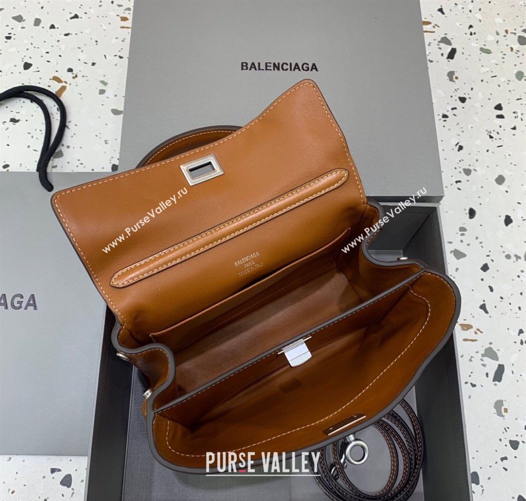 Balenciaga Rodeo Mini Handbag in smooth calfskin Brown/Silver 2024 78972 (JM-250626077)