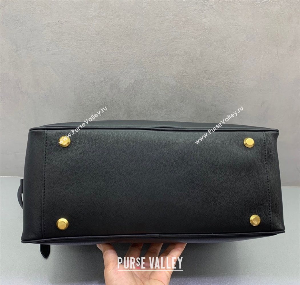 Balenciaga Carrie Bowling Bag Medium in Black calfskin aged-gold hardware 2025 (JM-250626078)