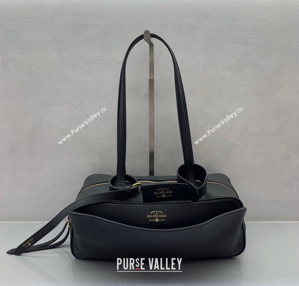 Balenciaga Carrie Bowling Bag Small in Black calfskin aged-gold hardware 2025 (JM-250626079)