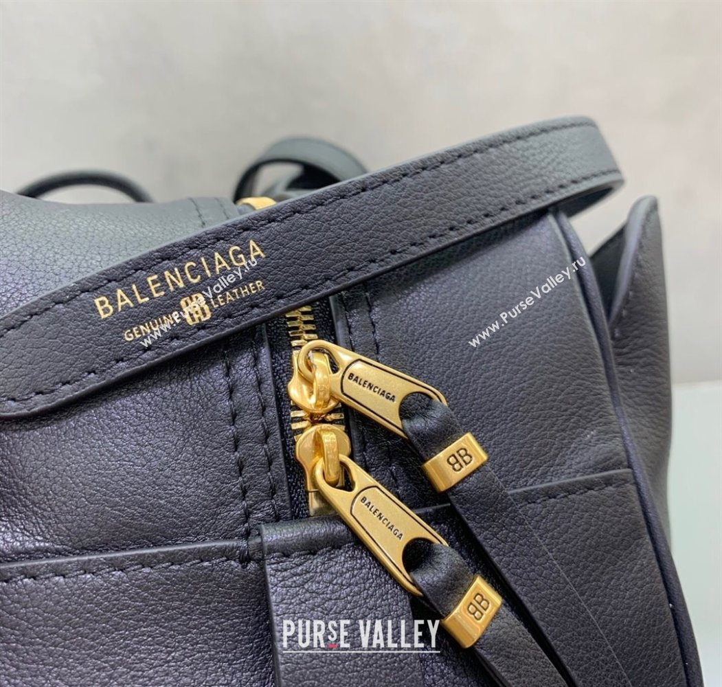 Balenciaga Carrie Bowling Bag Small in Black calfskin aged-gold hardware 2025 (JM-250626079)