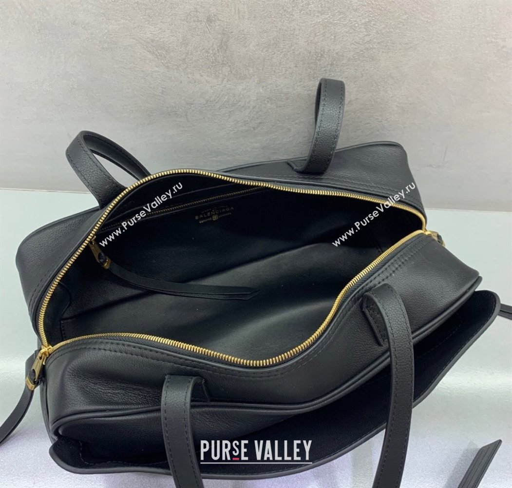 Balenciaga Carrie Bowling Bag Small in Black calfskin aged-gold hardware 2025 (JM-250626079)