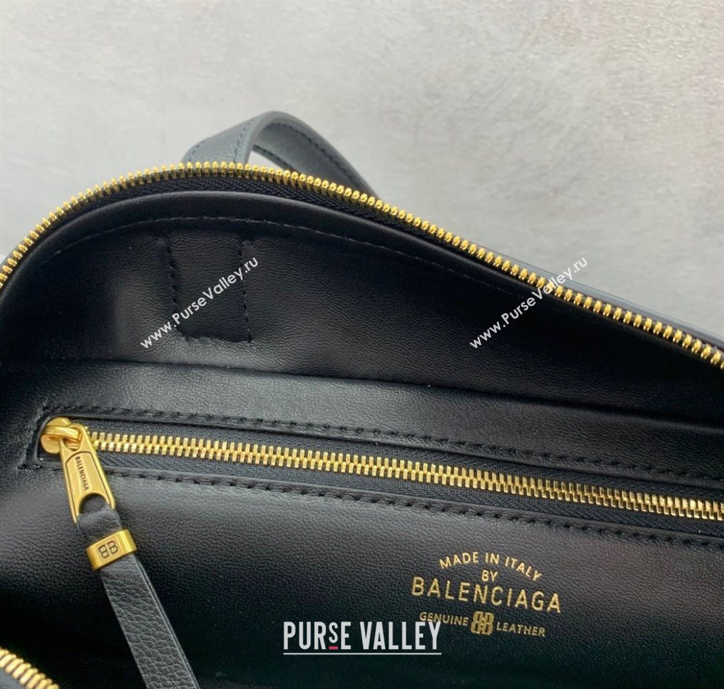 Balenciaga Carrie Bowling Bag Small in Black calfskin aged-gold hardware 2025 (JM-250626079)