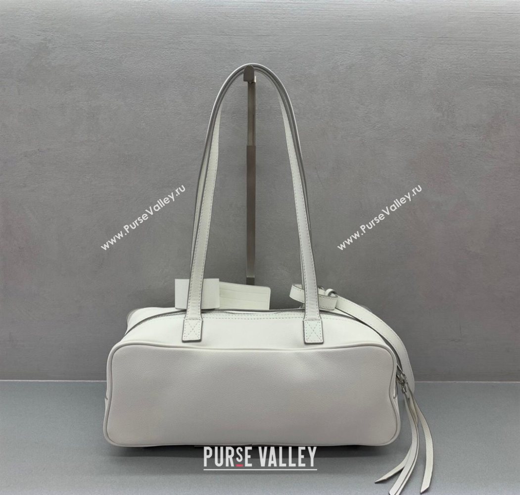 Balenciaga Carrie Bowling Bag Small in White calfskin aged-silver hardware 2025 (JM-250626080)