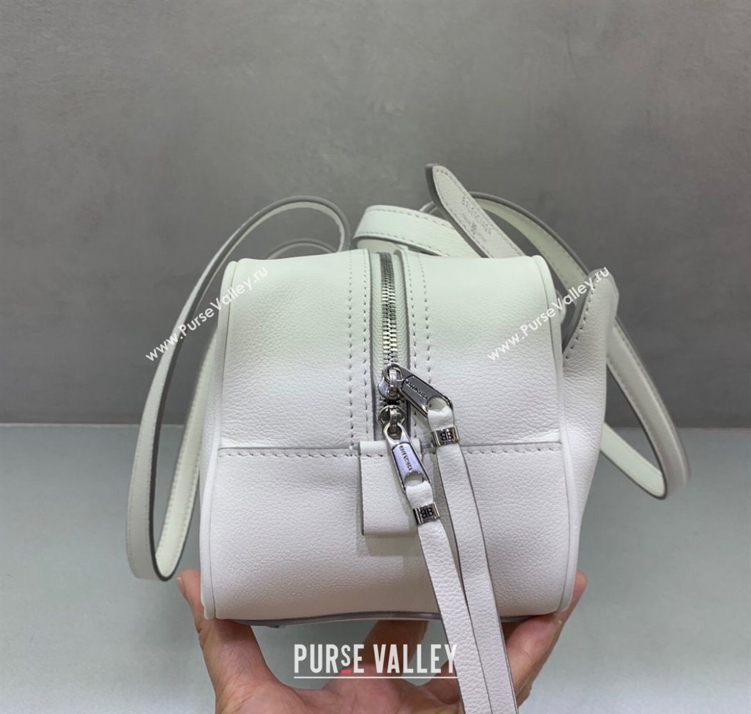 Balenciaga Carrie Bowling Bag Small in White calfskin aged-silver hardware 2025 (JM-250626080)