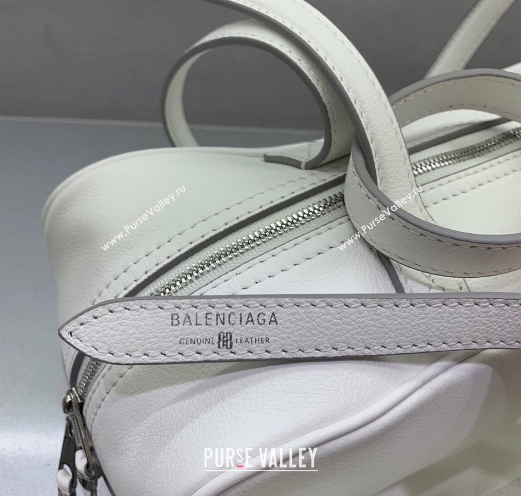 Balenciaga Carrie Bowling Bag Small in White calfskin aged-silver hardware 2025 (JM-250626080)