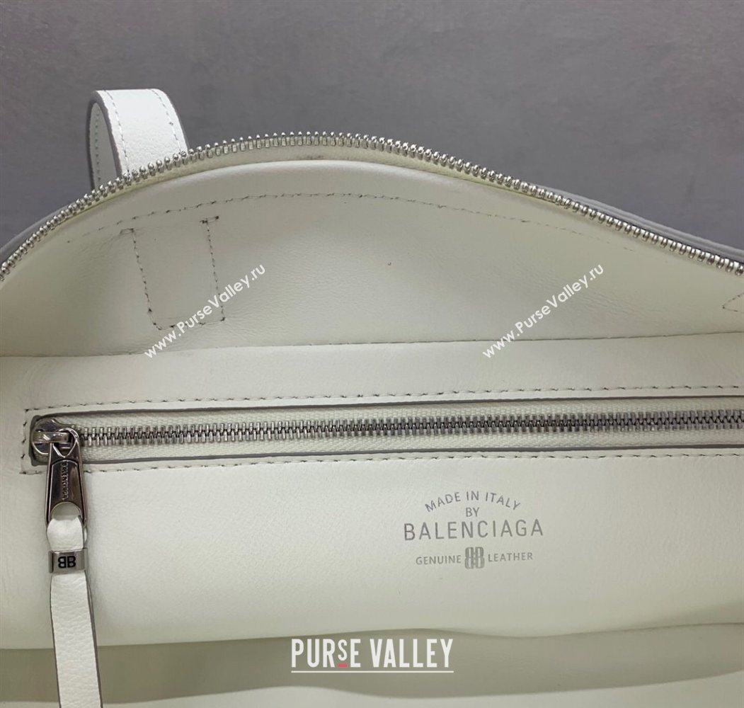 Balenciaga Carrie Bowling Bag Small in White calfskin aged-silver hardware 2025 (JM-250626080)
