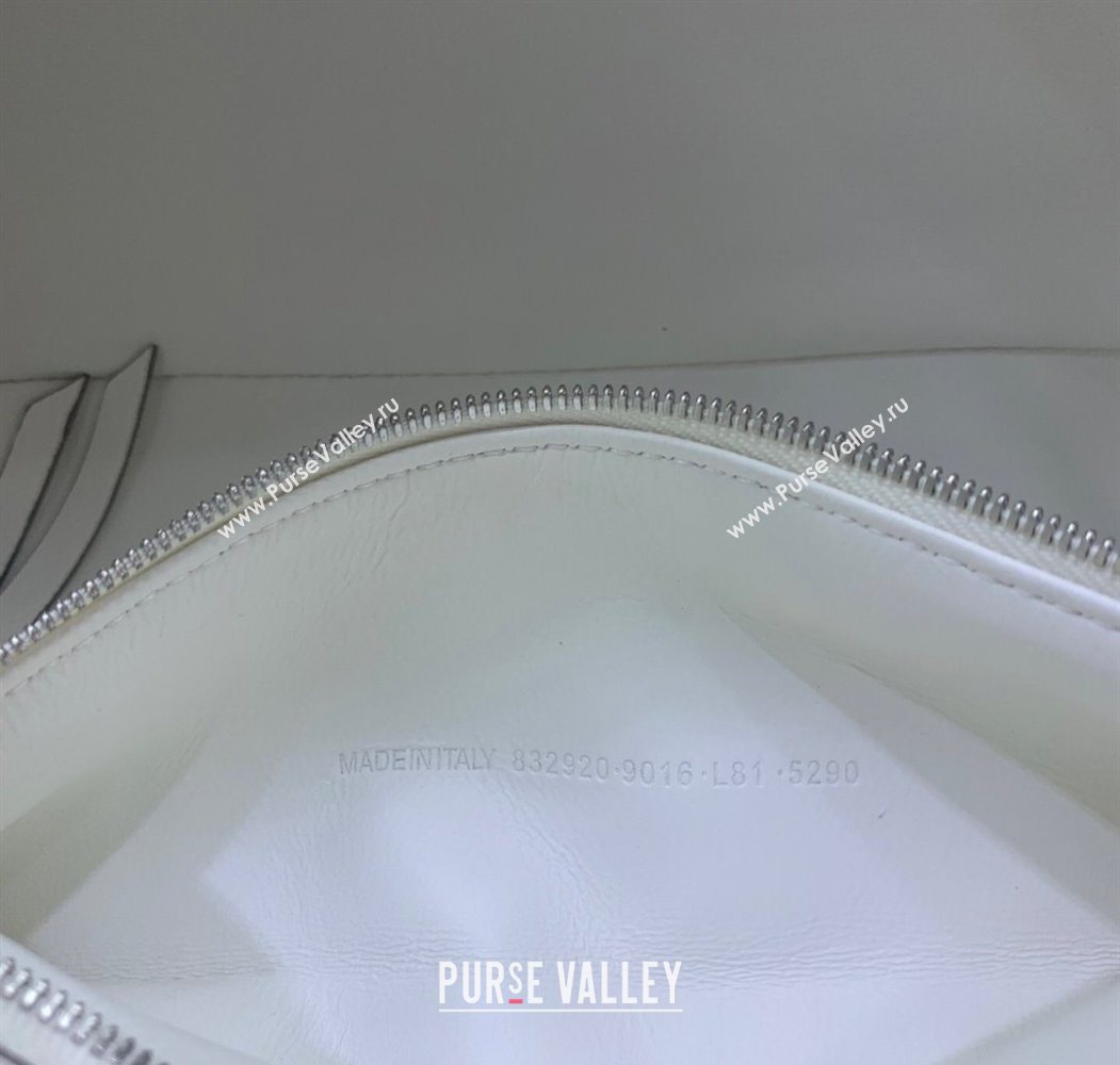Balenciaga Carrie Bowling Bag Small in White calfskin aged-silver hardware 2025 (JM-250626080)
