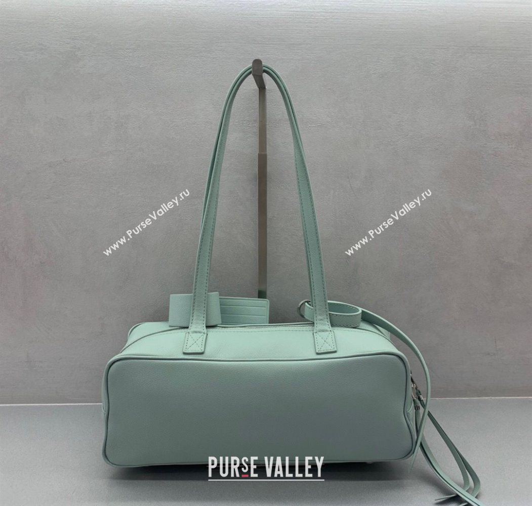 Balenciaga Carrie Bowling Bag Small in Green calfskin aged-silver hardware 2025 (JM-250626081)