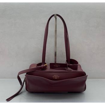 Balenciaga Carrie Bowling Bag Small in Burgundy calfskin aged-gold hardware 2025 (JM-250626082)