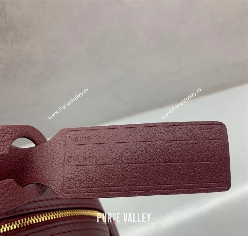 Balenciaga Carrie Bowling Bag Small in Burgundy calfskin aged-gold hardware 2025 (JM-250626082)