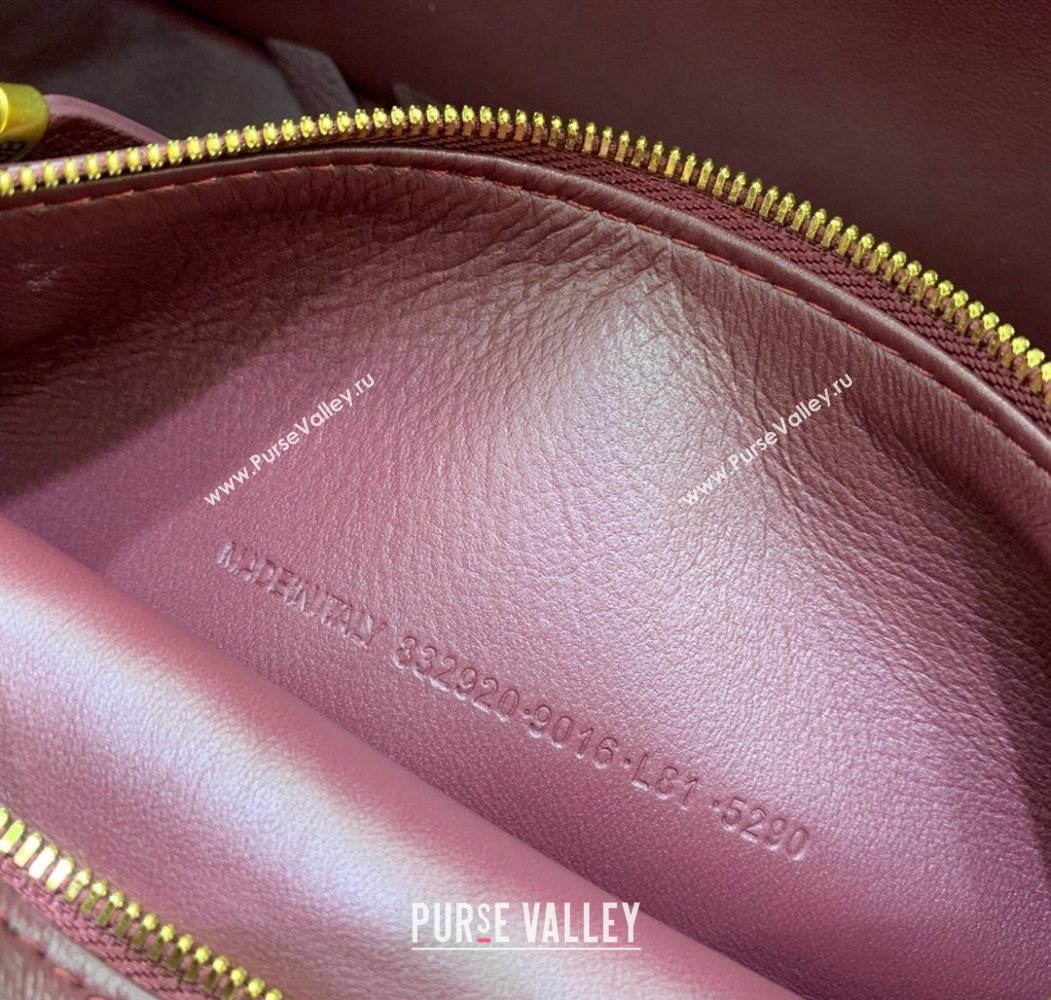 Balenciaga Carrie Bowling Bag Small in Burgundy calfskin aged-gold hardware 2025 (JM-250626082)