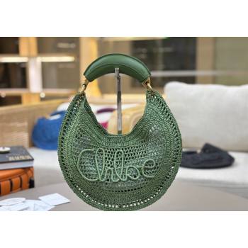 Chloe Summer Banana hobo bag in raffia straw Green 2025 1668 (YY-250626083)