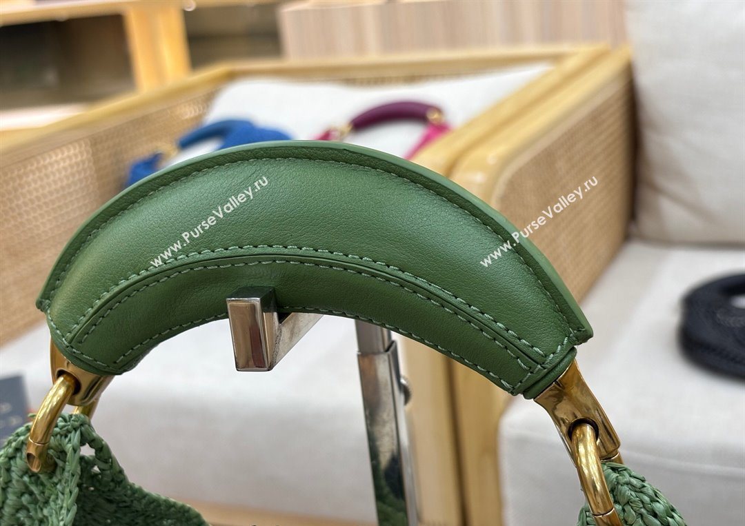 Chloe Summer Banana hobo bag in raffia straw Green 2025 1668 (YY-250626083)