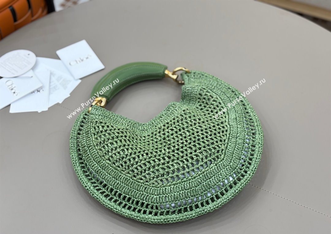 Chloe Summer Banana hobo bag in raffia straw Green 2025 1668 (YY-250626083)