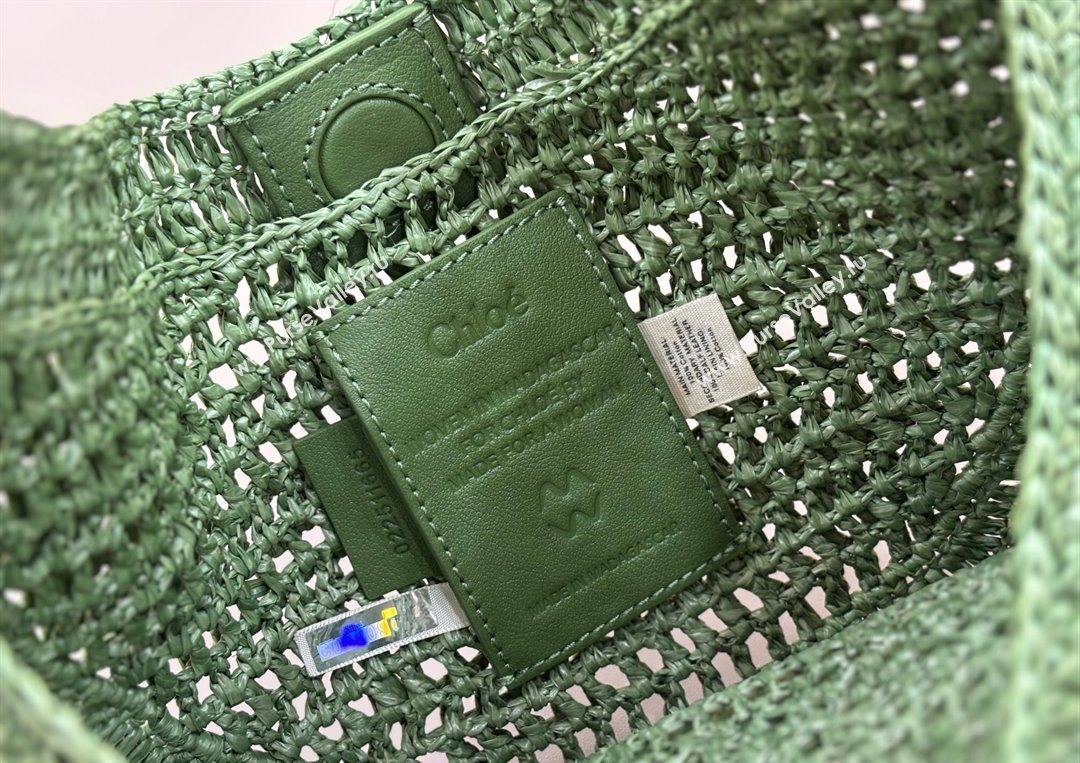 Chloe Summer Banana hobo bag in raffia straw Green 2025 1668 (YY-250626083)