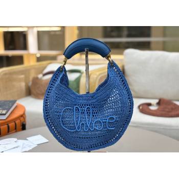 Chloe Summer Banana hobo bag in raffia straw Blue 2025 1668 (YY-250626084)