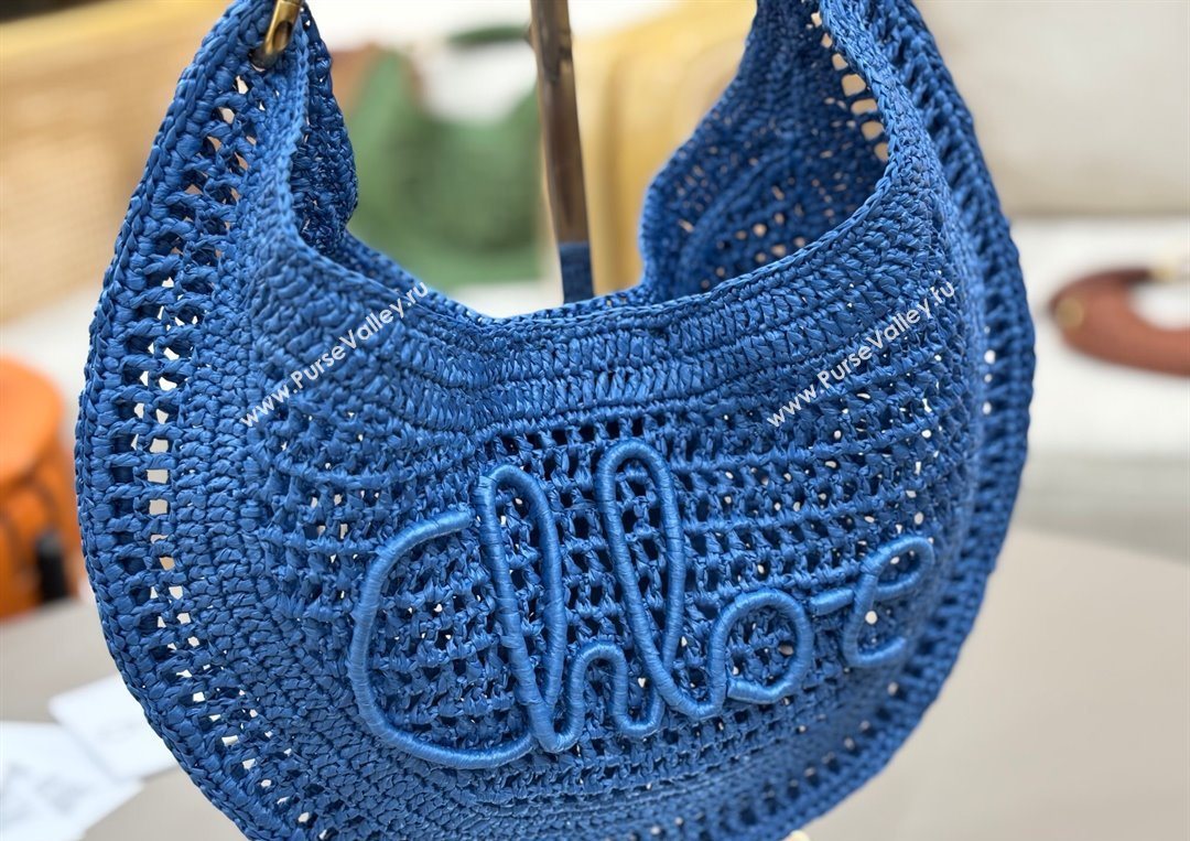 Chloe Summer Banana hobo bag in raffia straw Blue 2025 1668 (YY-250626084)