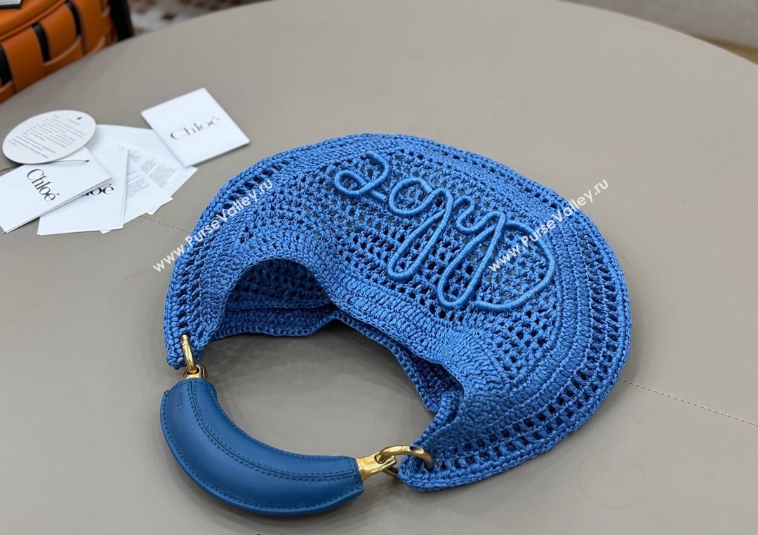 Chloe Summer Banana hobo bag in raffia straw Blue 2025 1668 (YY-250626084)