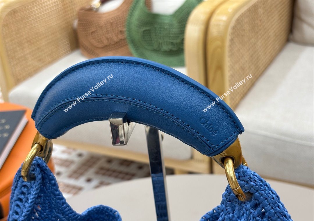 Chloe Summer Banana hobo bag in raffia straw Blue 2025 1668 (YY-250626084)