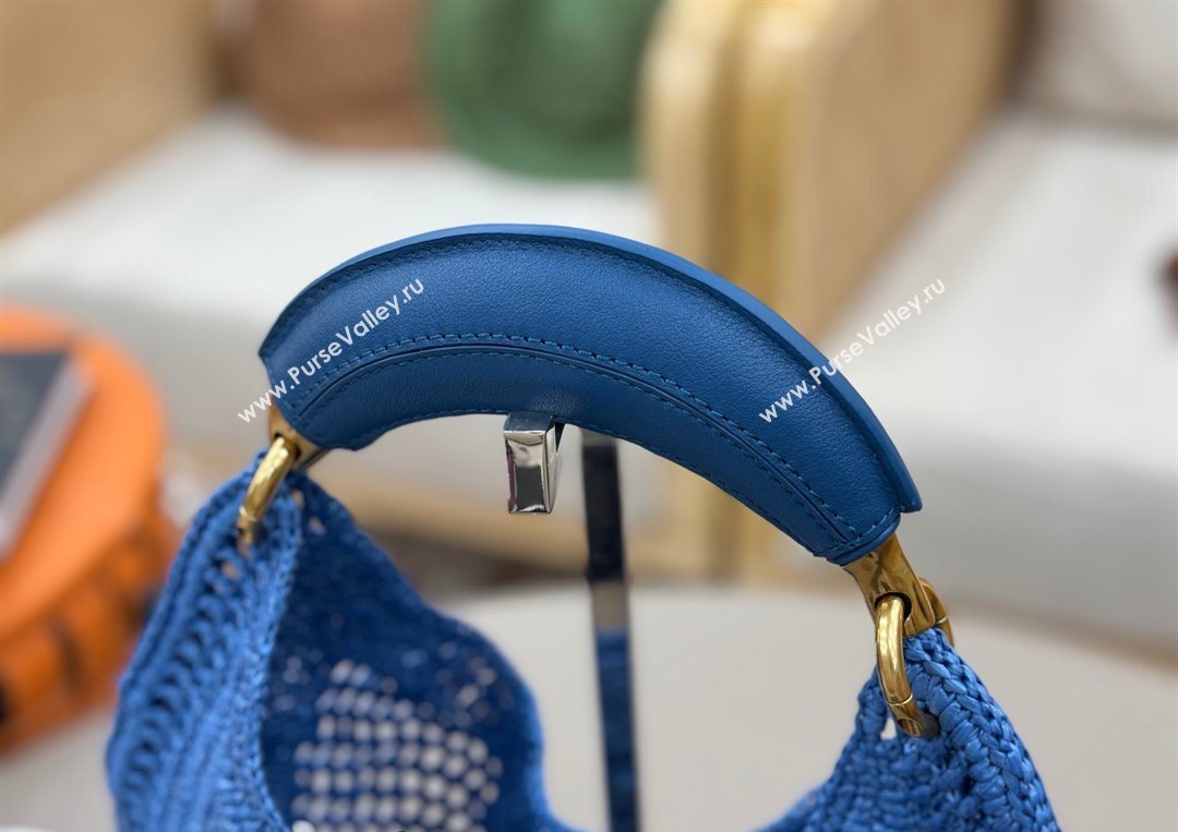Chloe Summer Banana hobo bag in raffia straw Blue 2025 1668 (YY-250626084)