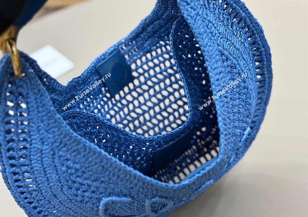 Chloe Summer Banana hobo bag in raffia straw Blue 2025 1668 (YY-250626084)