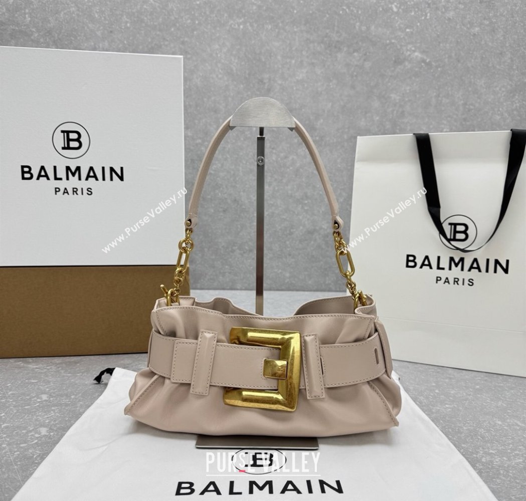 Balmain Small Anthem bag in calfskin leather with buckle Light Pink 2025 0444 (ningm-250927001)