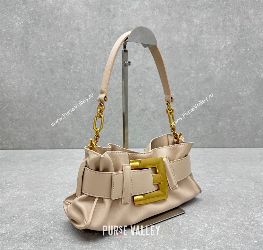 Balmain Small Anthem bag in calfskin leather with buckle Light Pink 2025 0444 (ningm-250927001)