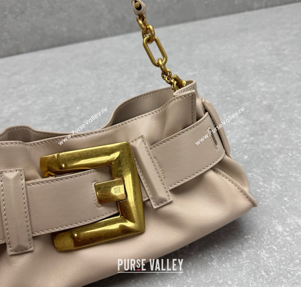 Balmain Small Anthem bag in calfskin leather with buckle Light Pink 2025 0444 (ningm-250927001)