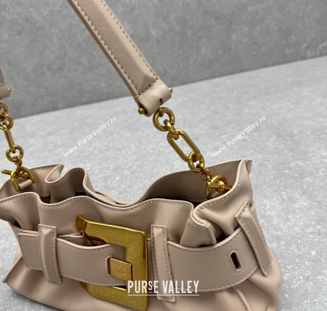 Balmain Small Anthem bag in calfskin leather with buckle Light Pink 2025 0444 (ningm-250927001)