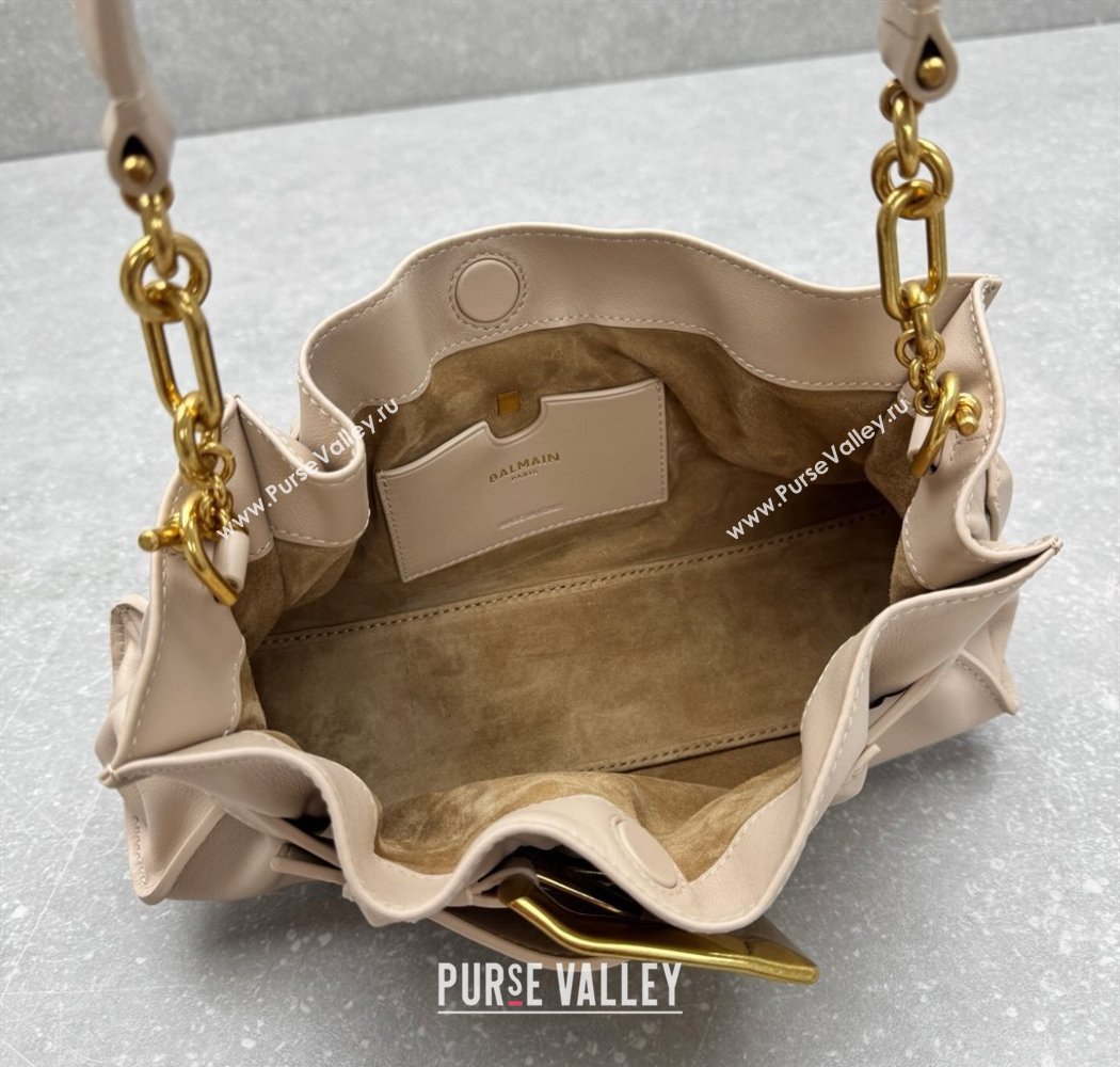 Balmain Small Anthem bag in calfskin leather with buckle Light Pink 2025 0444 (ningm-250927001)