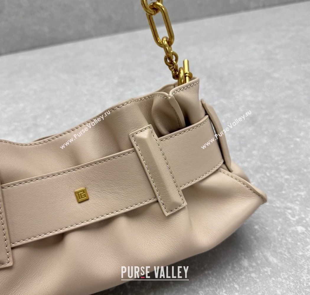 Balmain Small Anthem bag in calfskin leather with buckle Light Pink 2025 0444 (ningm-250927001)