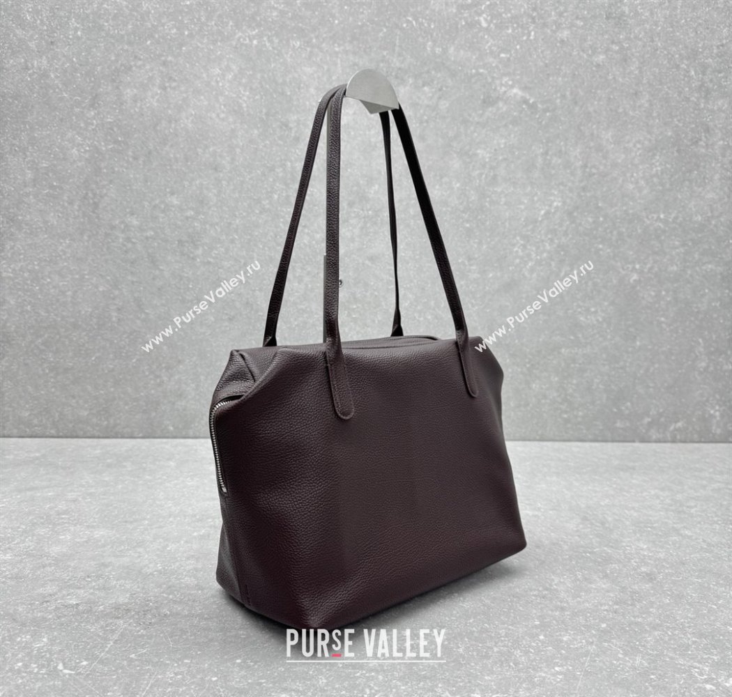 The Row Henri Shoulder Bag in Grained Leather Chocolate Brown 2025 1884 (ningm-250927020)