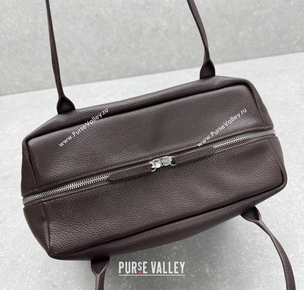 The Row Henri Shoulder Bag in Grained Leather Chocolate Brown 2025 1884 (ningm-250927020)